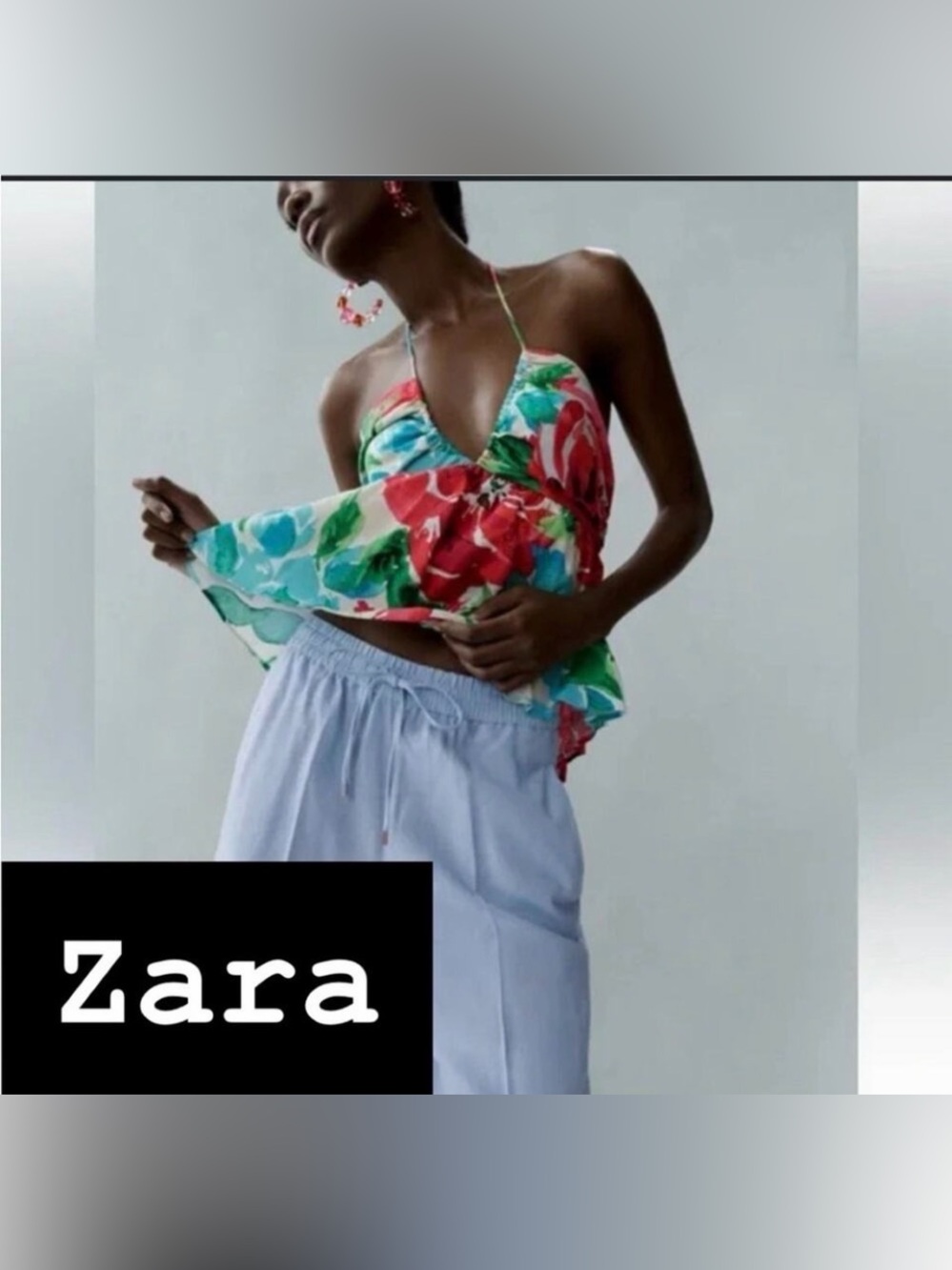 Zara Floral Print Multicolor Top Women’s Size L Large NWOT